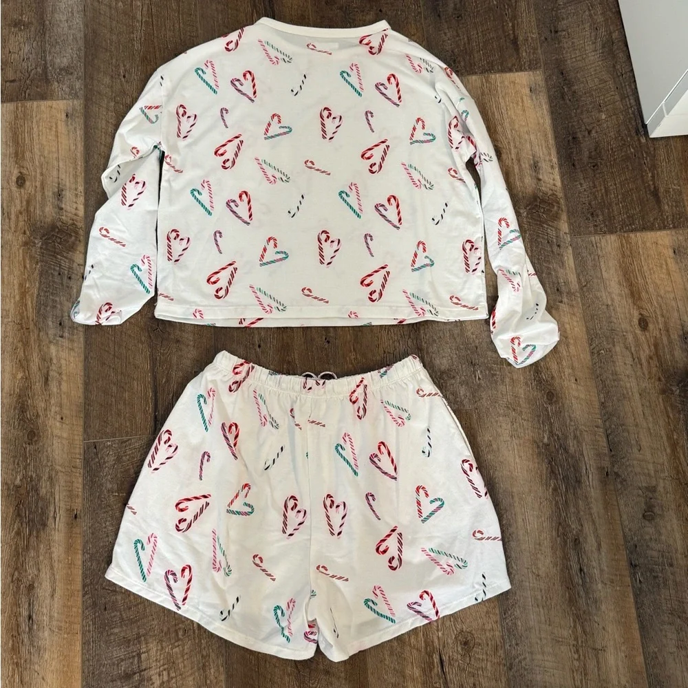 Colsie Christmas Candy Cane Hearts Pajamas Set, Size XS